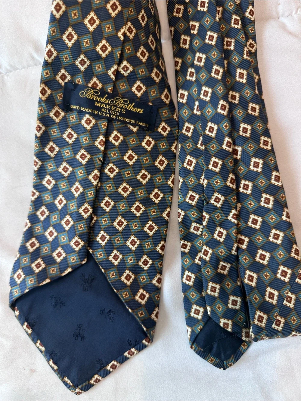 Brooks Brothers Makers All-Silk Woven Geometric Pointed Men’s Tie Blue
